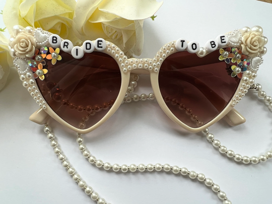 Heart Bride Sunglasses With Pearl Glasses Chain