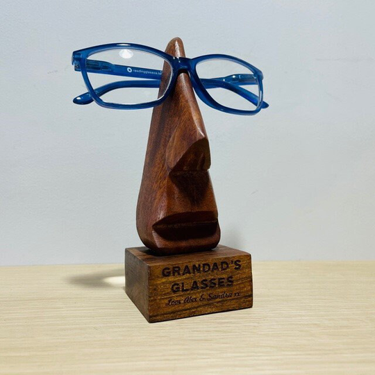 Personalised Wood Engraved Glasses/Specs Wooden Holder Stand - Ideal For A Father's Dad Gift