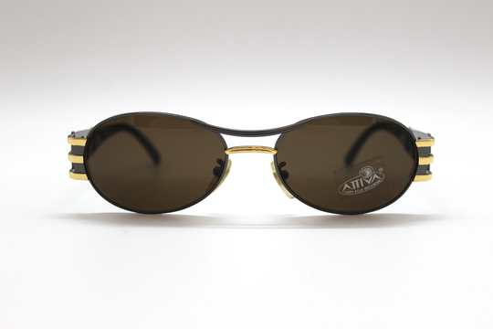 Vintage Sunglasses Von Furstenberg Mf 78 Oval Round Metal Steampunk Glasses By Dierre Made in Italy New Old Stock
