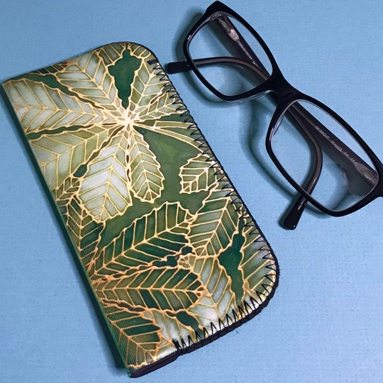 Spring Green Spectacles Case - Soft Fabric Protective Sunglasses Pouch Handbag Reading Glasses Wearer Gift Chestnut Leaf