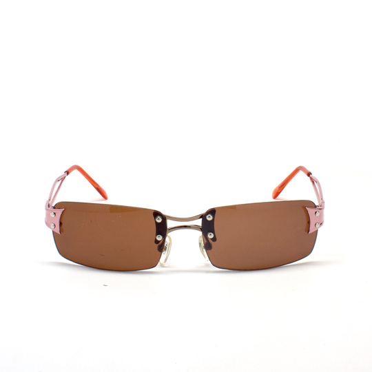 Authentic Y2K Made Pink & Brown Rectangle Rimless Style Sunglasses