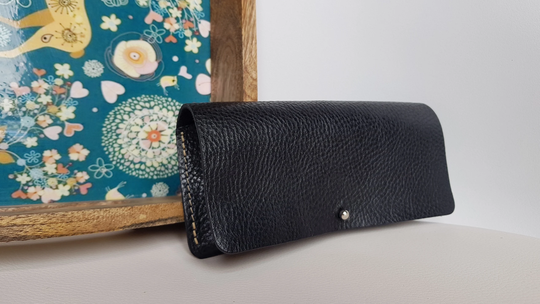 Black Real Leather Glasses Case, Made in England