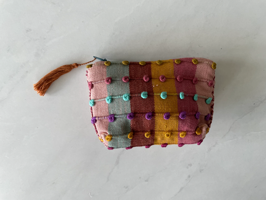 Mexican Quilt Cosmetic Bag | Beachy Boho Makeup Toiletries Trinket Case Bridesmaid Gift Ideas