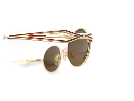 Hilton Olympia 400 Vintage 90S Round Sunglasses // Made in Italy 22Kt Gold Plated New Old Stock
