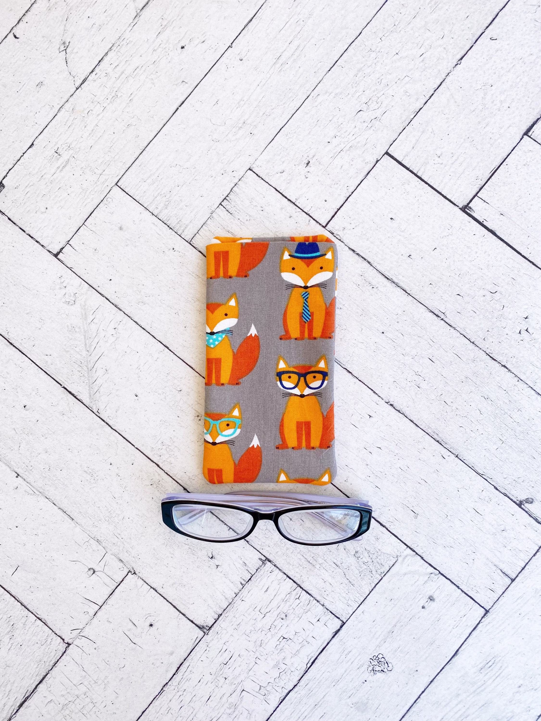 Fox Glasses Case, Eyeglass Sleeve, Pouch, Soft Case