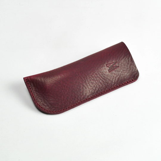 Burgundy Leather Glasses Case | Sunglasses Pouch Slip Missouri Collection