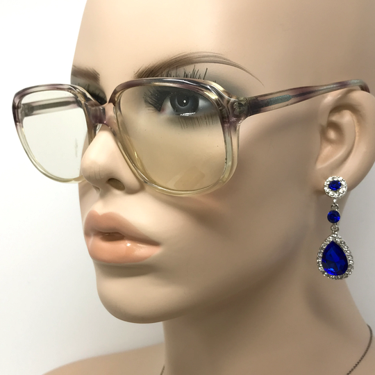 Vintage Nigura N 0353 Eyeglasses Glasses Frame Clear Purple Square Used Eyeglass Frames Retro
