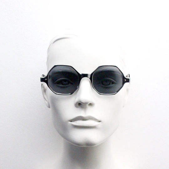 60S Vintage Silver Space Age Octagon Sunglasses. Futuristic Bright Chrome Mod Frame With Metal Arms. 70S. Unused Nos