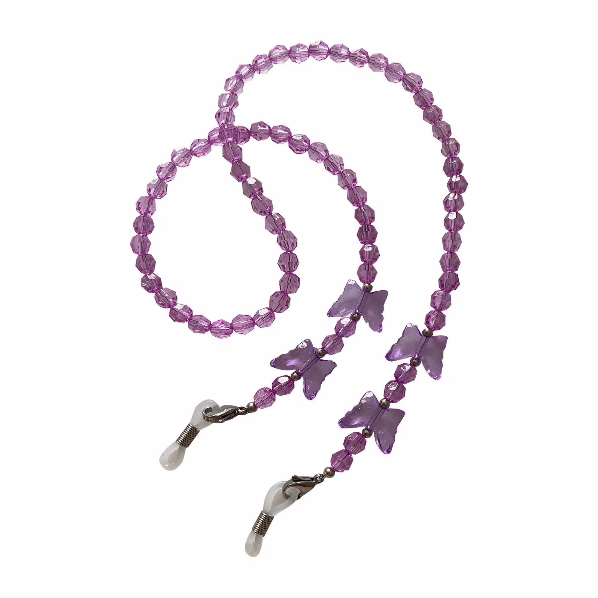 Pretty Girls Violet & Purple Butterfly Beaded Spectacle Glasses Cord Strap Chain Holder