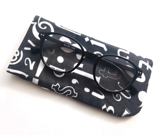 Eyeglasses Case, Sunglasses Soft Fabric Glasses Letterforms Glasses Case, Typography Print Case