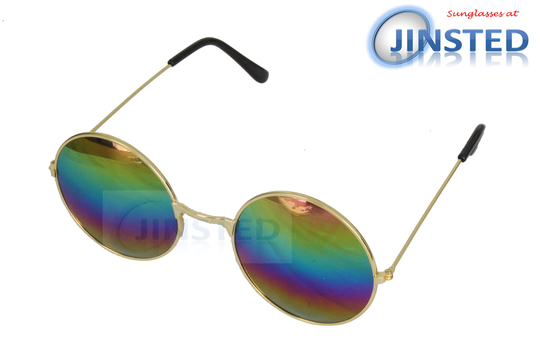 Multi Coloured Teashades Sunglasses With Gold Round Frame Uv400 Protection Sp018