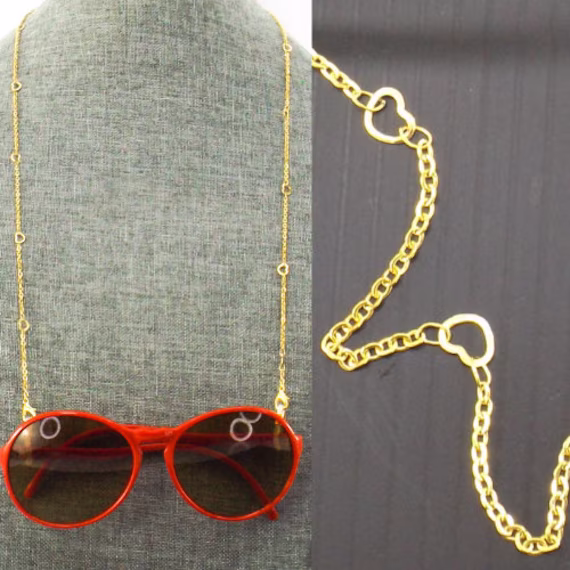 Gold Heart Eyeglass Chain For Women | Necklace Glasses Sunglasses Holder Face Mask Lanyard