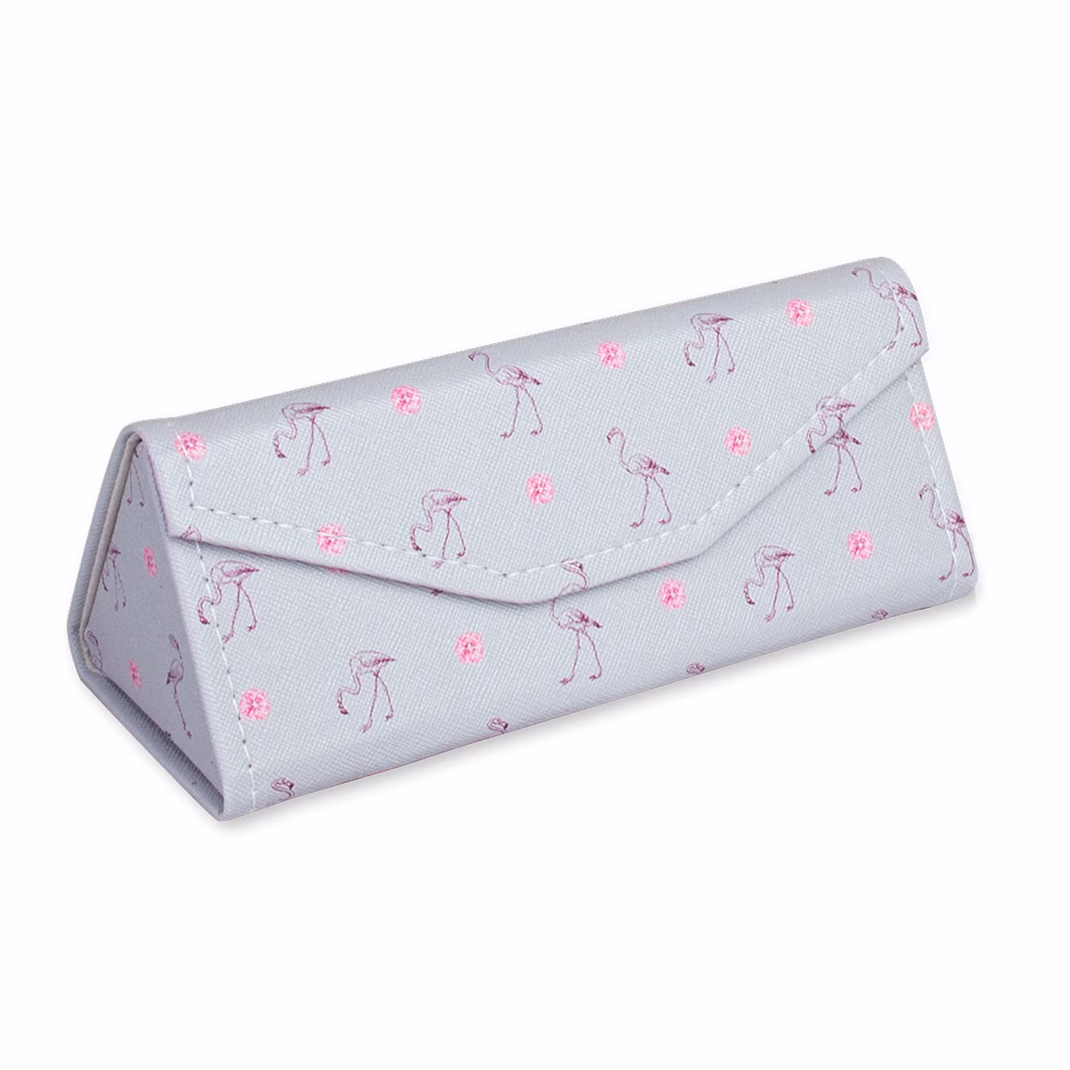 Taylorhe Compact Glasses Case/Pouch Flamingos With Flowers