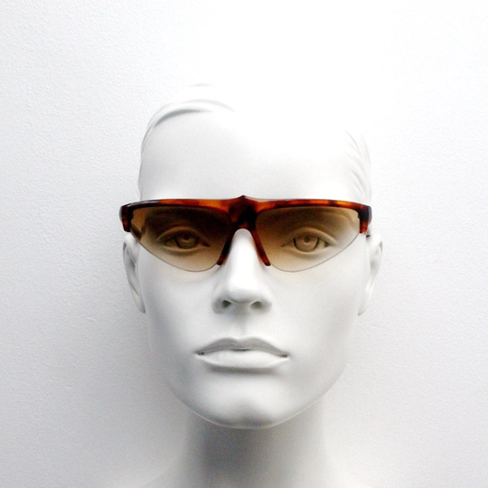 80S Vintage Triangular Sunglasses. Pointed Tortoise Low Profile Half Frame With Graduating Brown Lenses. Bnwt. Unused Nos