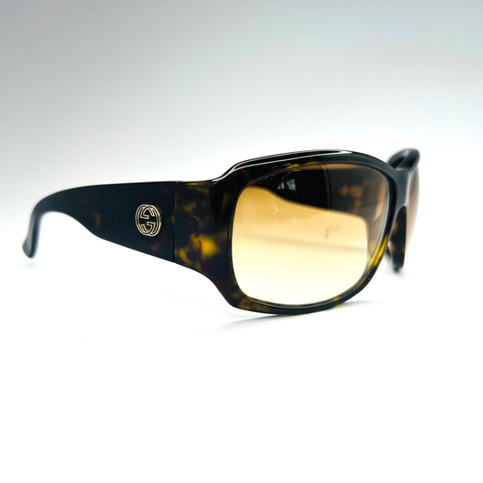 Gucci Sunglasses Oversized Brown Gg Logo Tinted Lens Monogram Chunky Model 2592/S Vintage Y2K 90S Authentic Genuine Designer