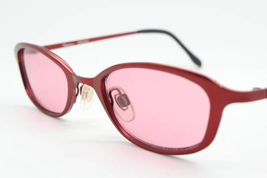 90S Vintage Small Oval Sunglasses.dynamic Red Metallic Low Profile Frame With Intense Pink Lenses. Unused Nos Micro. Y2K