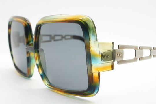 70S Vintage Heart Stopping Oversized Square Sunglasses. Women's Definitive See Through Dreamy Coloured Thick Frame With Chain Link Arms. 60S