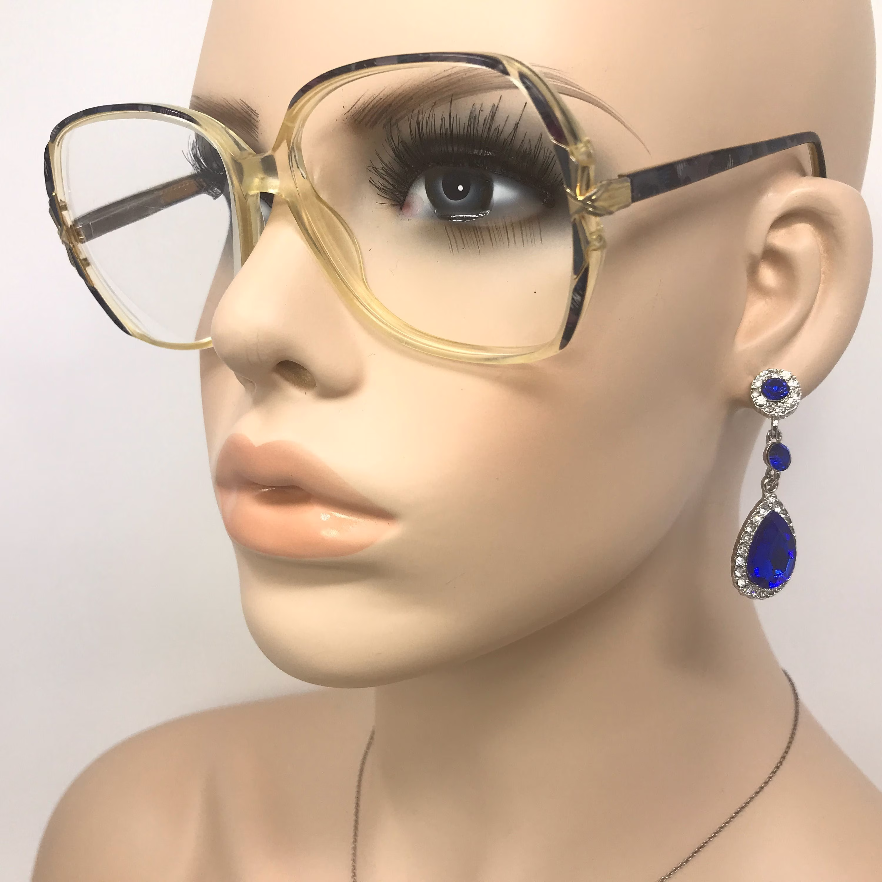 Vintage Ladies Eyeglasses Glasses Frame Clear Black Square Used Eyeglass Frames Retro