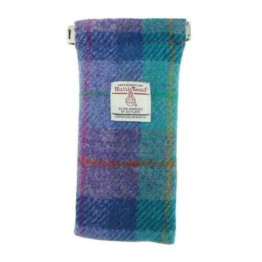 Harris Tweed Glasses Case in Green & Purple Check lb2109-Col79