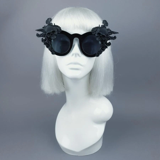 Black Filigree & Skull Sunglasses "Weirdo