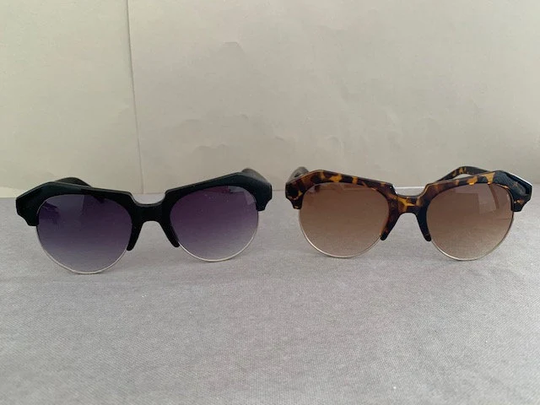 Vintage 90S Sunglasses D Shape Style Half Spectacles Black/Leopard-63