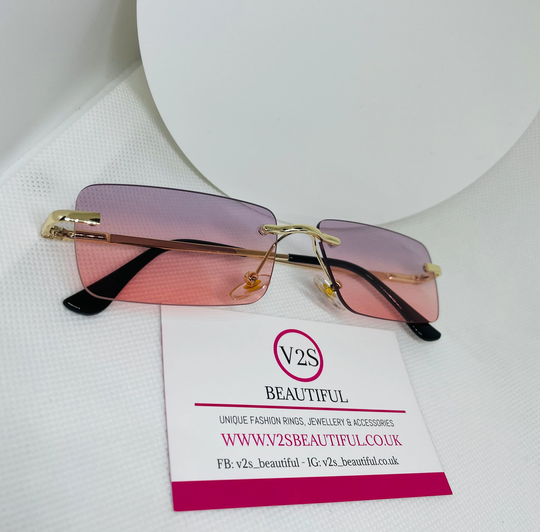 Rectangle Sunglasses, Y2K Rimless Small 90S Bachelorette Party Trendy Festival Fashion