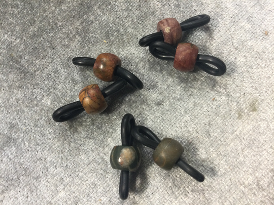 Eyeglass Holders One Pair Natural Picture Jasper Stone, Chain Holders, Grip Components, White Or Black Rubber, Green Sand Red Stone Color Choice