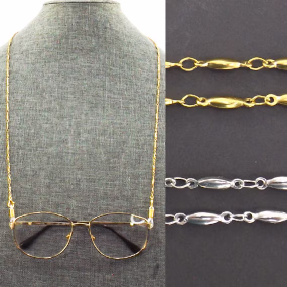 Bar Link Eyeglass Chain For Women | Glasses Necklace Face Mask Lanyard Sunglasses Holder Silver Gold Stainless Steel