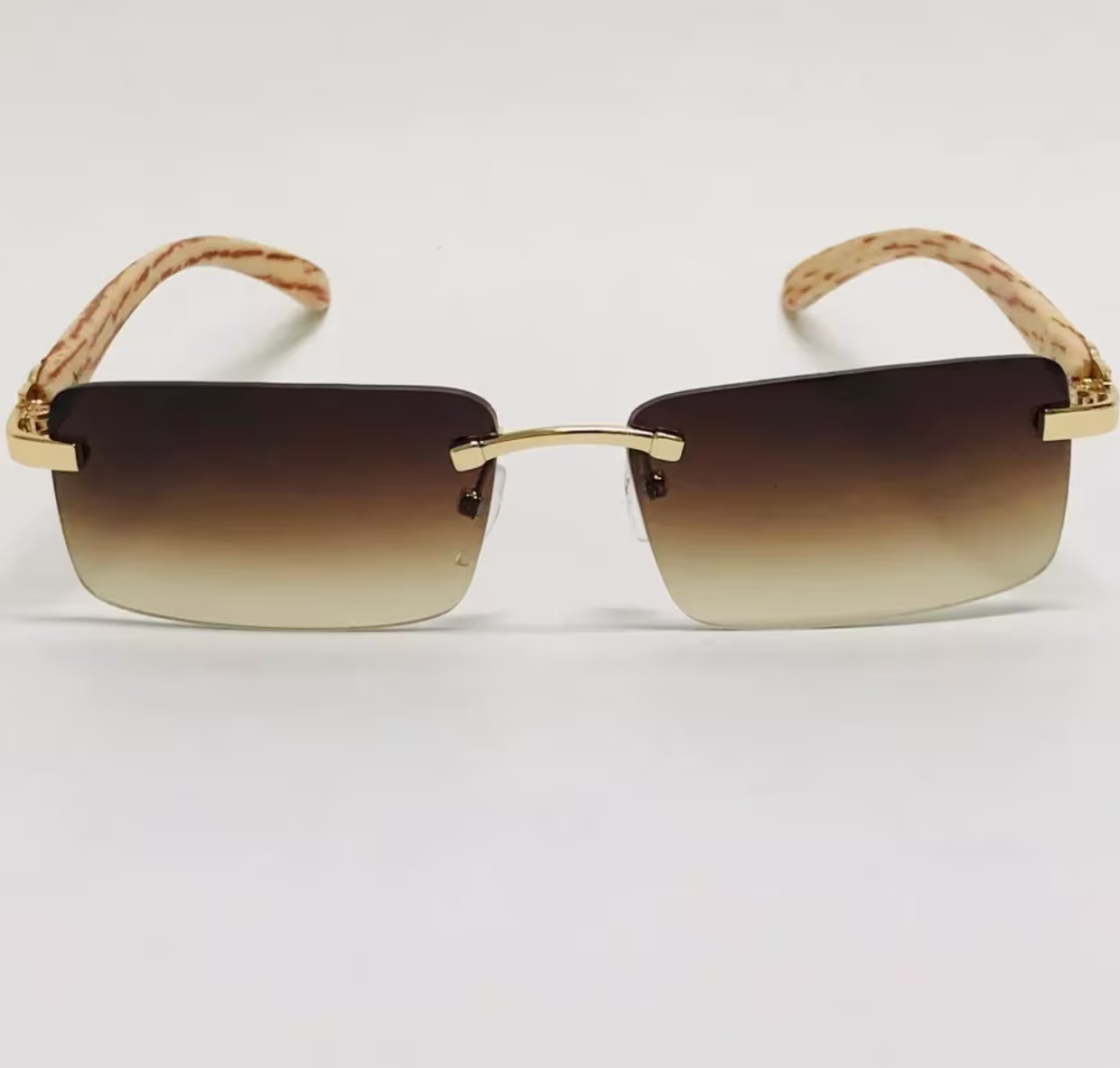 Luxury Rimless Buffs Sunglasses - Brown Gold