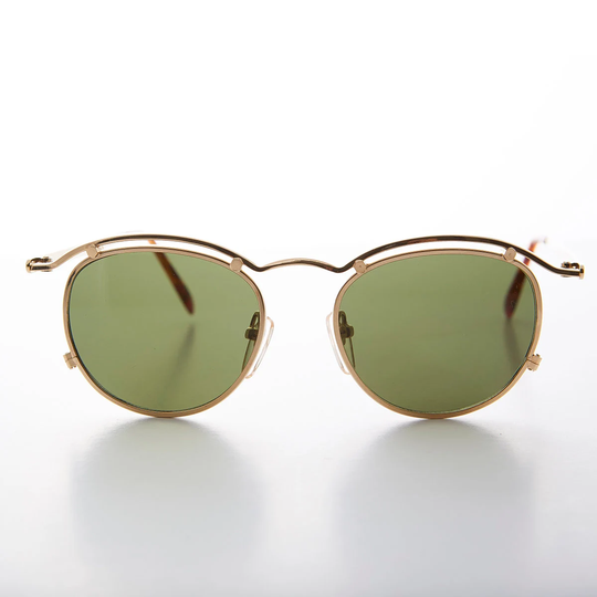 Round Gold High Fashion Steampunk Vintage 90S Sunglasses - Axl
