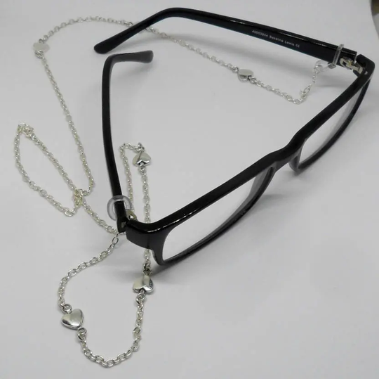 Heart & Soul Charm Eyeglass Chain Glasses Lanyard Spectacle Holder Silver Plate Reading Necklace Eyewear Accessory Cwtchus