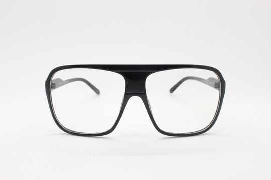 Y2K Vintage Square Aviator Glasses. 70S Style Black Gloss Optical Frames. Mens Aviators With Clear Lenses. Prescription Eyeglasses. Nos