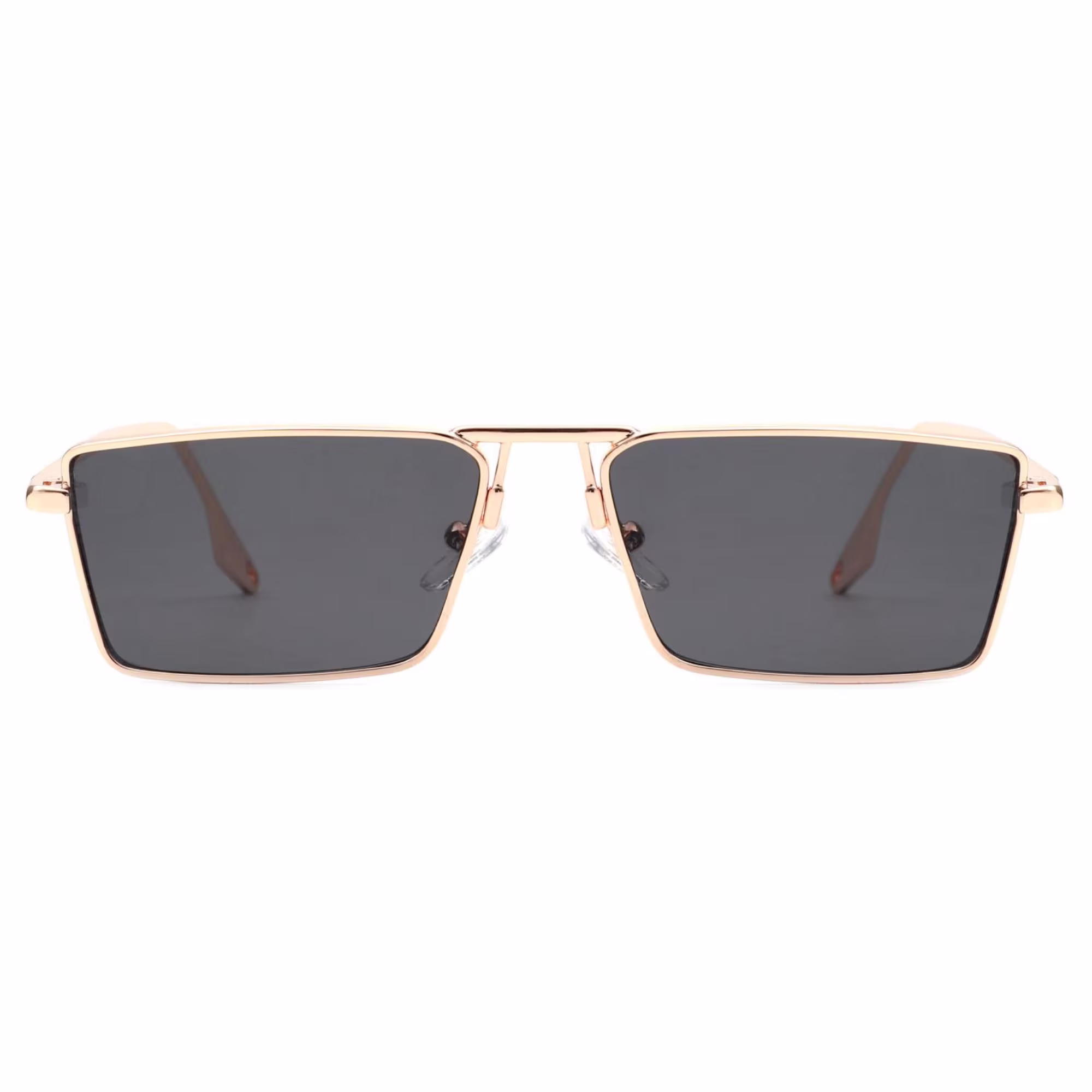 Men's Metal Rectangle Slim Flat Lens Sunglasses
