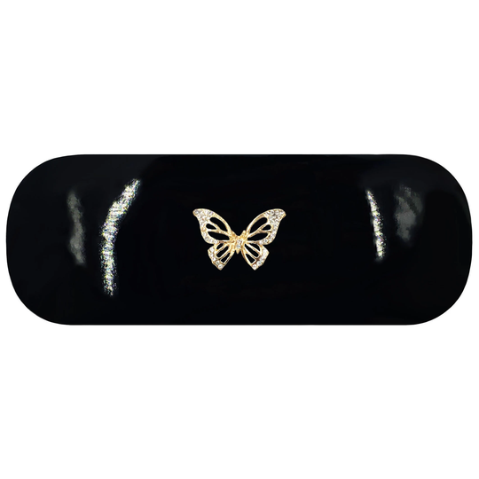 Diamante Butterfly Hard Glasses Case. Gold Spectacle Rhinestone Eyeglasses Crystal Birthday Gift