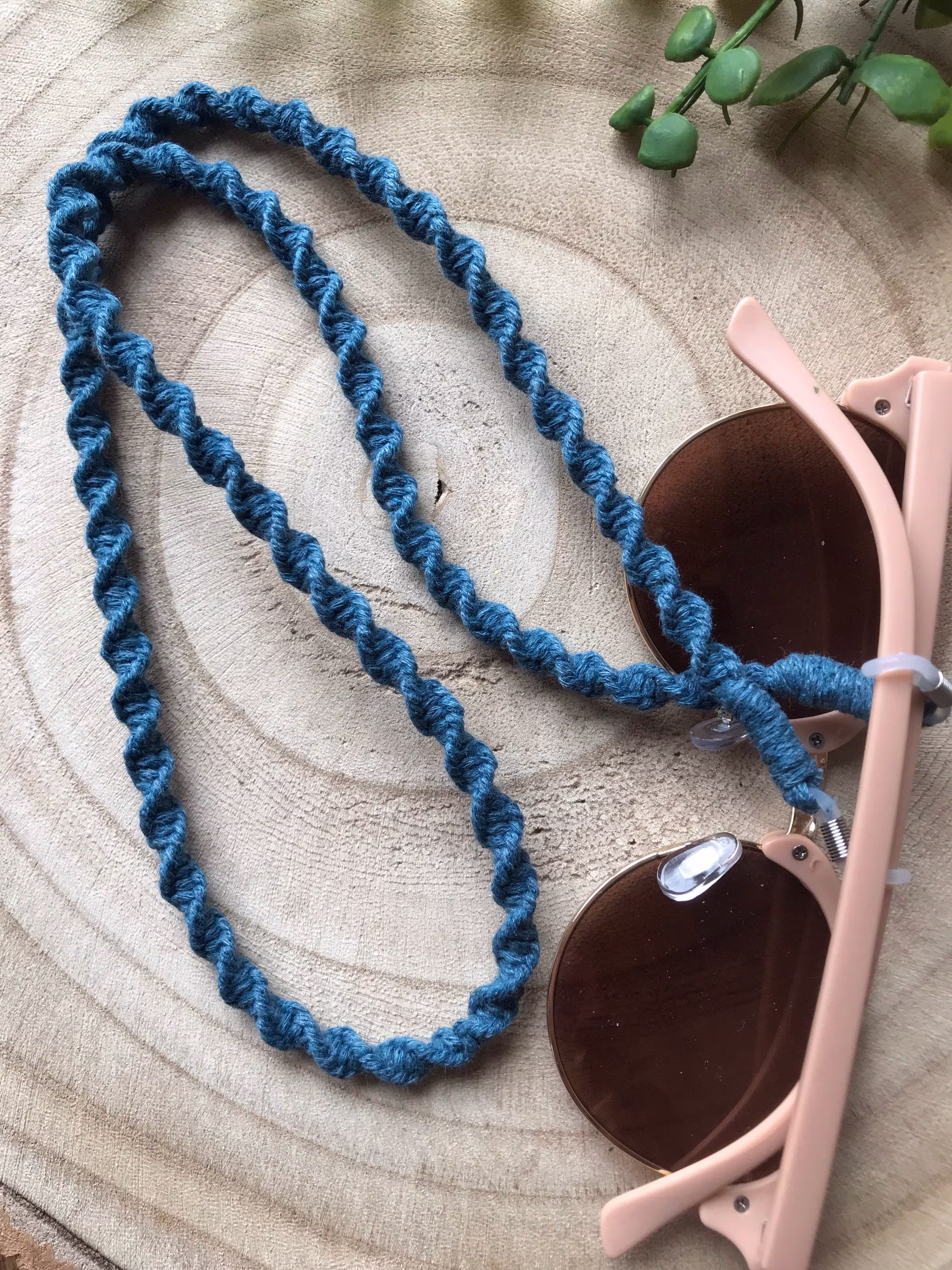 Teal Macrame Sunglasses Chain, Boho Fashion Accessories, Eco Friendly Gifts For Her, Glasses Hanging Cord, Eyeglass Gift Mum