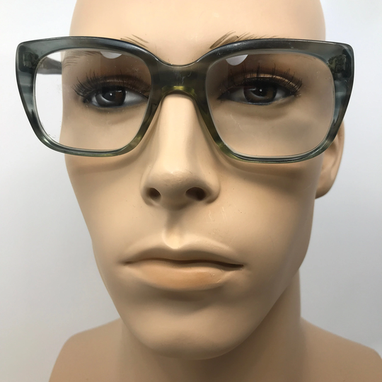 Vintage Pell 42 Mens Eyeglasses Glasses Frame Green Square Used Eyeglass Frames Retro Horn Rimmed