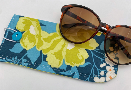 Soft Eyeglass Pouch, Fabric Glasses Sleeve, Sunglasses Case, Eye Reading Holder, Case - Blue Floral