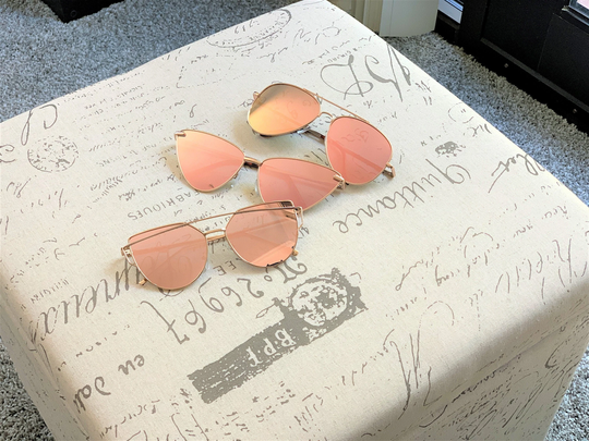 Pink Mirrored Flat Lens Sunglasses For Women