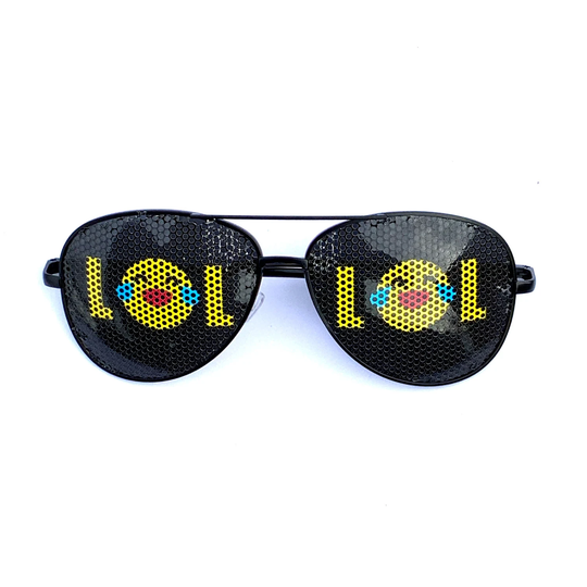 Lol Emoji Graphic Aviator Style Sunglasses