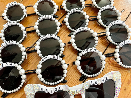 Team Bride Black Sunglasses With Pearl Details