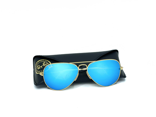 Aviator Blue Sunglasses Rb3025 112 17/Unisex Gold Mirrored Frames