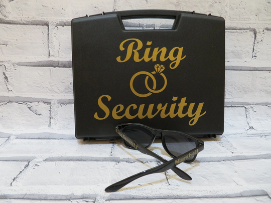 Ring Security Box With Free Sunglasses, Comes Holder Inside, Ring Bearer, Page Boy, Special Agent Gift, Wedding Novelty Idea