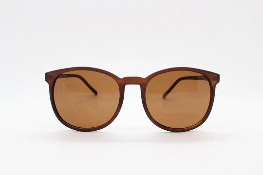 80S Vintage Matt Brown Sunglasses. Round Slim Frame in A Rubber Finish With Matching Plain Lens Tone. Unused Bnwt