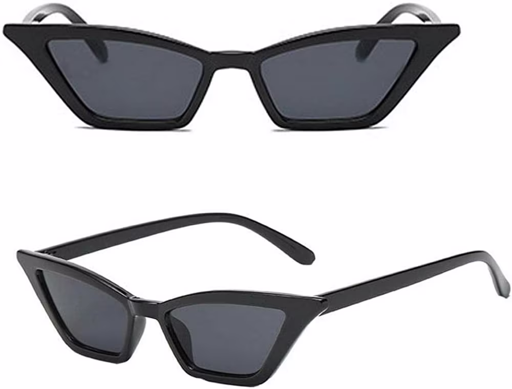 Vintage Retro Cat Eye Sunglasses For Women - Triangle Skinny Shaped Glasses Festival Rave Summer Ibiza