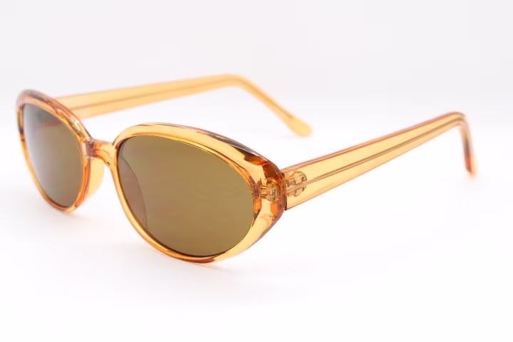 90S Vintage Oval Cat Eye Sunglasses. Transparent Amber 50S Style Cateye. Rockabilly Cateyes. Unused Nos