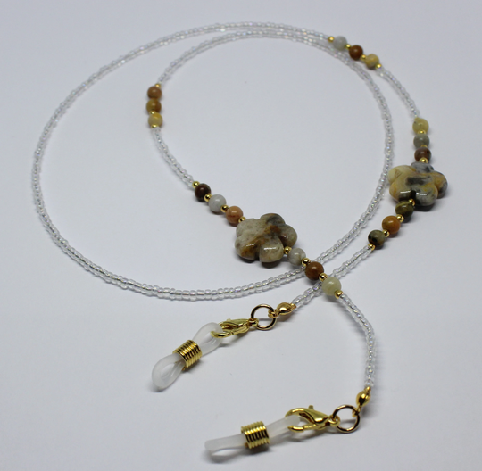 Crazy Agate Flower Gemstone Beads Glasses Chain, Beaded Spectacles Holder, Eye Sunglasses Chain