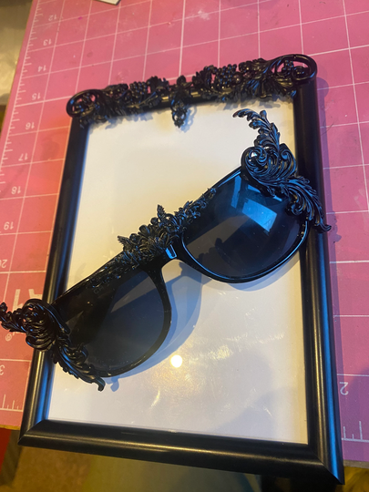 Sunglasses Hand-Decorated Black Filigree Ornate, Sunglasses, Statement Glasses, Unique Handmade Glasses