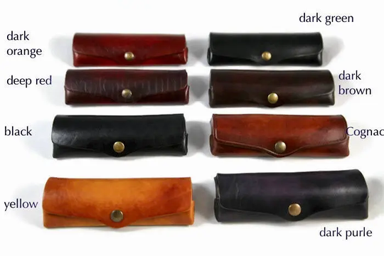 Leather Reading Glasses Case, Hard, Genuine Quality, Handmade, Hand Crafted, Moulded, Original, Blue, Red, Eyewear, Brown, Spectacular Pouches