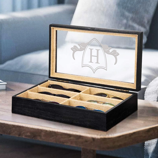 6 Compartments Eyeglass Display Organizer Glasses Desktop Holder Box Sunglasses Storage Case Custom Wooden Jewelry Tray