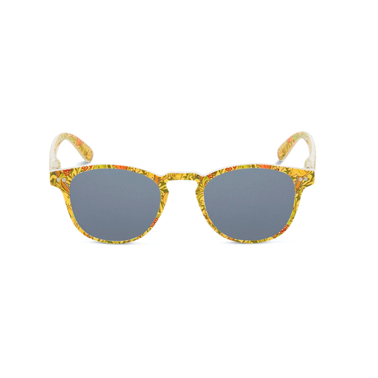 William Morris Square Retro Unisex Sunglasses With Golden Lily Print